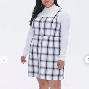 Forever 21 Plaid Overalls Dress